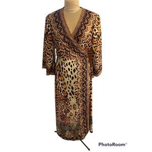 Wild Cat Wrap Dress.  Size S/M. LSU Tigers.  Leopard Print Boho Wrap Hippie